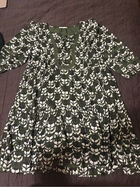 American Eagle Outfitters Olive Green and White Floral Print Dress